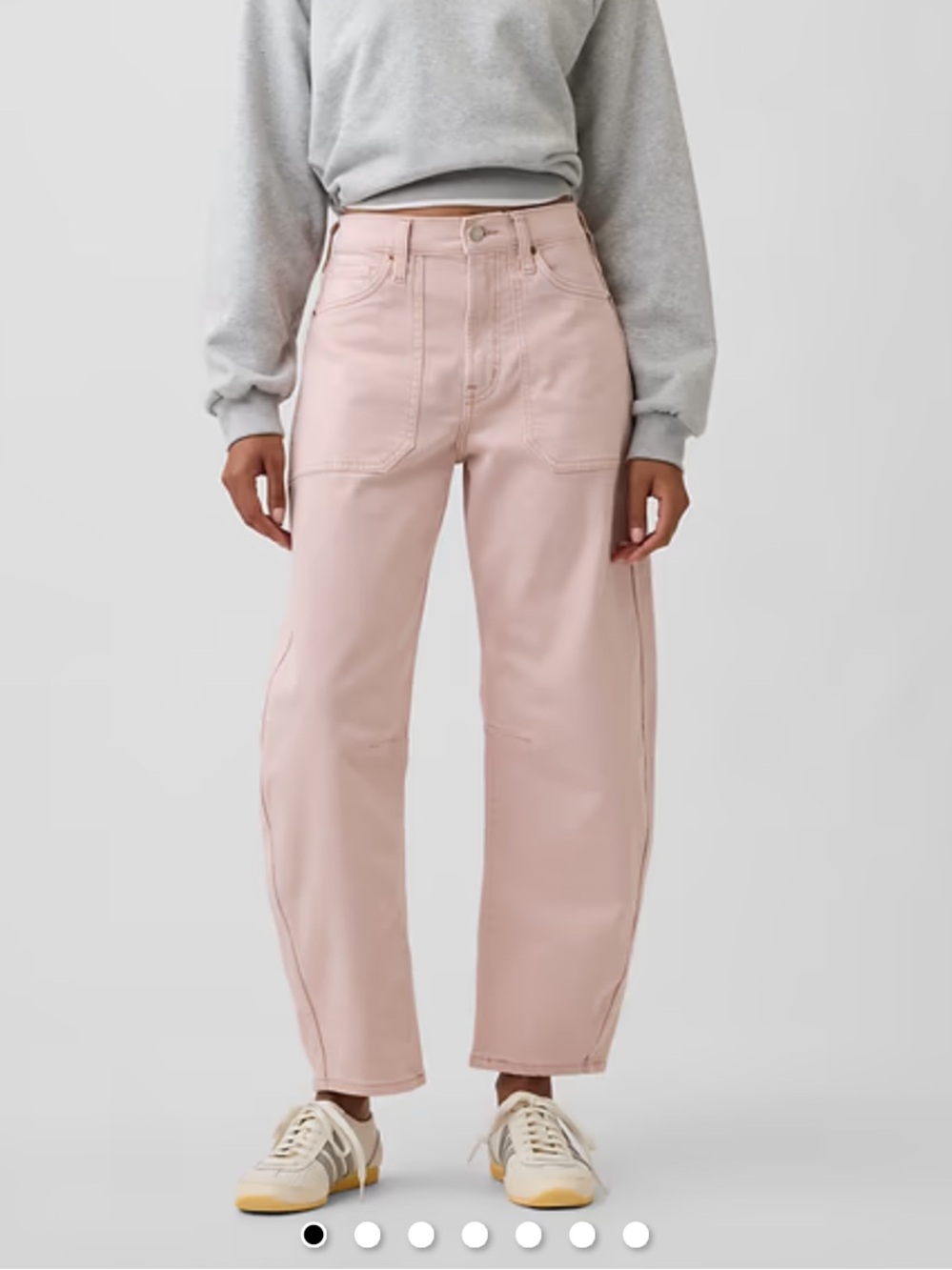 GAP High-Rise Barrel Jeans - Light Pink
